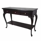 Solid Mahogany Wood Cabriole Leg Hall Table With 3 Drawers Antique Style