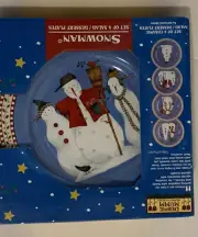Sakura Debbie Mumm Snowman Salad Plates Set of 4 NIB Christmas