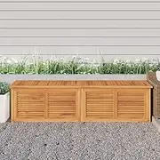 Solid Wood Teak Garden Storage Box, Large Outdoor Storage with Bag Zipper Stitched PE for Deposit Patio Furniture, Garden Tools, Pool Supplies, 200 x 50 x 53 cm