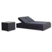Breeze Outdoor Wicker Double Sun Lounge with Side Table - Outdoor Sun Lounges