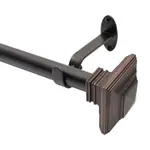 Elrene Home Fashions Florence Adjustable Curtain Rod with Square Finials, 28-48
