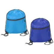 2Pcs 13x16.5" Polyester Drawstring Backpack Bag Bulk Cinch Sack Light Blue, Blue