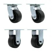 4 Inch Polyolefin Caster Set with Ball Bearings 2 Swivel Lock 2 Rigid SCC