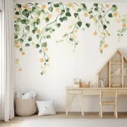 Watercolor Citrus Wall Decal | Orange Branch Peel & Stick Wallpaper | Nursery