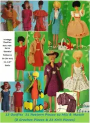 Vintage Fashion Doll Clothes 31 Knit/Crochet Patterns fits Barbie 11.5" doll