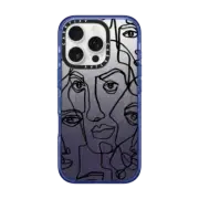 iPhone 16 Pro Impact Case MagSafe Compatible FACE MOSAIC SKETCH 4 CLEAR CASE IPHONE, ABSTRACT MINIMAL PEOPLE MEN ILLUSTRATION By Ebi Emporium