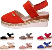 [Generic] Fashion Orthopedic Platform Wedge Sandals for Women Summer Dressy Ankle Strap Toe Sandals Anti Slip Beach Outdoor Shoes