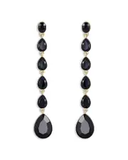 Ettika Crystallized Jet Crystal Linear Drop Earrings