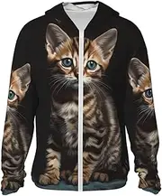 [Dwrepo] Blue Eyes Cat Sun Protection Hoodie Jacket Lightweight Zip Up Long Sleeve Sun Hoodie with Pockets