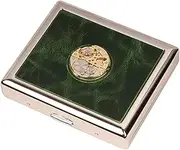 [Lorxilar] Cigarette Case Leather Stainless Steel Cigarette Case Box Regular Size Cigarette Pocket Holder Men Women,One Size,E
