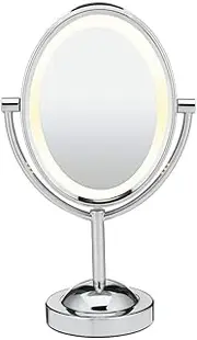 Conair Lighted Makeup Mirror, LED Vanity Mirror, 1X/7X Magnifying Mirror, Double Sided, Corded in Polished Chrome