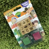 在飛比找樂天市場購物網優惠-真愛日本 原木印章 二入 印泥組 TOYS 綠 桃 玩具總動