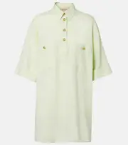 [Valentino] Valentino Oversized linen polo shirt AU 12 green
