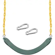 Heavy Duty Swing Seat Green with 66 Inch Chain, Swing Accessory Replacement with Snap Hooks for Kids