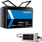 Gentrax 12V 100Ah Lithium Battery LiFePO4 BMS RV Camping Power + SRNE VoltX 25A AC LiFePO4 Battery Charger