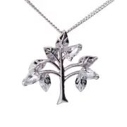 Natural Topaz Necklace Sterling Silver Tree of Life White Gemstone Handmade