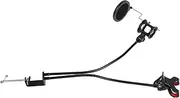 Double Gooseneck Microphone Stand with Pop Filter and Phone Holder Desktop Mic Arm for Live Streaming Podcasting and Recording Scenarios