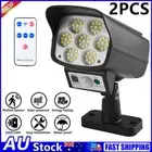 2PC LED Motion Solar Sensor Light Remote Outdoor Security Garden Yard Flood Lamp