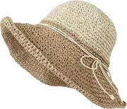 [WITHMOONS] Women Floppy Flanging Straw Sun Hat Summer Beach Cap Wide Brim SLH1256