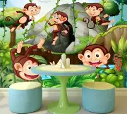 3D Monkey Stone ZHUA154 Wallpaper Wall Murals Removable Self-adhesive Zoe