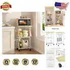 Versatile Rolling Kitchen Microwave Cart with Adjustable Shelf & Lockable Wheels