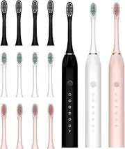 MSETGRD 3 Pack Electric Toothbrush with 12 Brush Head and 30s Timer
