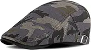 [Fasbys] Newsboy Cap Hat Mens Ivy Cabbie Hunting Military Hats Camouflage Peaked Golf Hat Flat Driving Cap, Style0562-g, One Size
