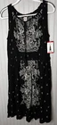 Bila Womens DRESS XL Boho Chic Black White Floral Tassle STRETCH Breathable NEW