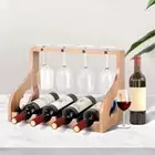 Freestanding Wine Display Shelve 4 Tall Glasses Wine Storage Shelf for Home