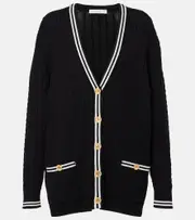 [Alessandra Rich] Alessandra Rich Cable-knit cotton cardigan AU 8 black