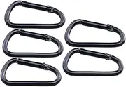 GANAZONO 5Pcs Carabiner Clips Durable Key Chain Buckles for Easy Attachment to Backpacks Purses and Outdoor Gear Lightweight and Locking Design for Climbing and Daily Use Black