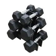2KG-4KG-6KG TOTAL 24KG Hex Rubber Dumbell Weight Set with PVC Rack