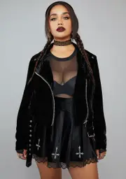 [Widow] Plus Moonlight Rider Velvet Moto Jacket