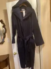 NWT Greyson And Dunn 100% Cotton Long Robe, Pockets,Hood,deep blue OSFM
