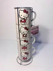 Silver Buffalo Sanrio Hello Kitty Poses 4pc Ceramic Mug Tower 10oz. NWT