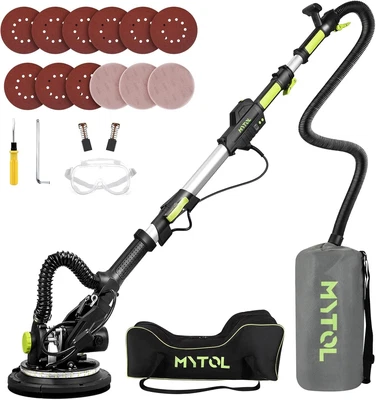 Lightweight Electric Drywall Sander with 9 Discs & LED Light - 6 Speeds