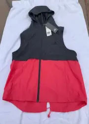 NWT Adidas Women Large Climalite Vest FullZip Running Lightweight Charcoal/Coral