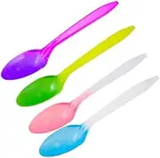 Color Changing Reusable Spoons, Pack of 25, Assorted Colors, BPA Free, USA Packed reacts to cold food temperatures and changes color -yogurt, ice cream, gelato, cold drinks