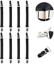 [N+A] Multifunction Elastic Stocking Clips Suspenders Garter Belt for Girdles Corset Straps Adjustable Leg Garter Girdles Fasteners Keep Your Lingerie Corset Snag on 8Pcs Black, Black, One Size