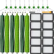 roomba i7 Replacement Parts for irobot Roomba i3 i3+ i4 i6 i6+ i7 i7+ i8 i8+/Plus E5 E6 E7 J7 I,E &J Series Vacuum Cleaners, 3 Set of Rubber Brushes 10 Filters 10 Side Brushes