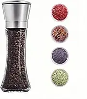 Fillable Stainless Steel Grinder - Adjustable Black Pepper, Long Lasting Fresh Keeping Spice Grinder, High Glass Blender That Can Be Used for Pepper, Cumin, Sea Salt, Mung Bean (High)