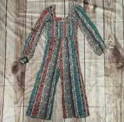 Art Class Floral Long Sleeve Wide Leg Romper Size 6/6X