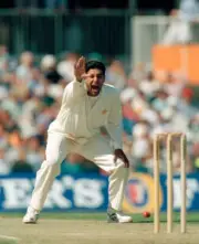 Wasim Akram in action for Pakistan circa 1996 Old Cricket Photo