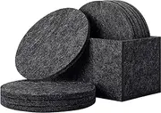 Urbanstrive Eco-Friendly 100% Biodegradable Coasters with Holder, Set of 10, Absorbent Felt Coasters for Drinks Bar Home, 4 Inch (Black Round)