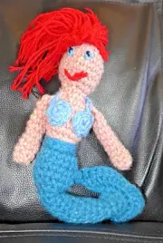 Handmade Doll Crocheted Mermaid Soft Wool Door Hanger One Of A Kind Art Gift