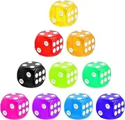 Transparent Dice Set – 10PCS Colorful Acrylic Game Dice, 16mm 6-Sided Dice for Board Games, Games, Clubs & Family Fun, High-Quality Dice for Casual & Competitive