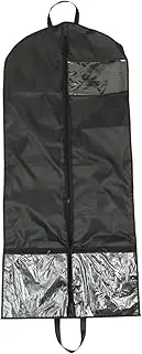Parliky 1 PC Folding Clothes Bag Black Garment Dust Cover with Transparent Pockets for Suits Reusable Washable Easy Hanger Hook Vertical Design for Neat Storage