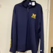 Champion Michigan Wolverines NCAA 1/4 Zip Sweater Embroidered Logo Mens XL CC229