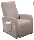 Jacquard Taupe Recliner Chair Cover- Angled Pocket- Stretchable Fabric