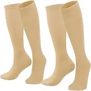 Lhedon Compression Socks for Men & Women, 2 Pairs, Nude, Size S/M, Nude, M, nude, Medium